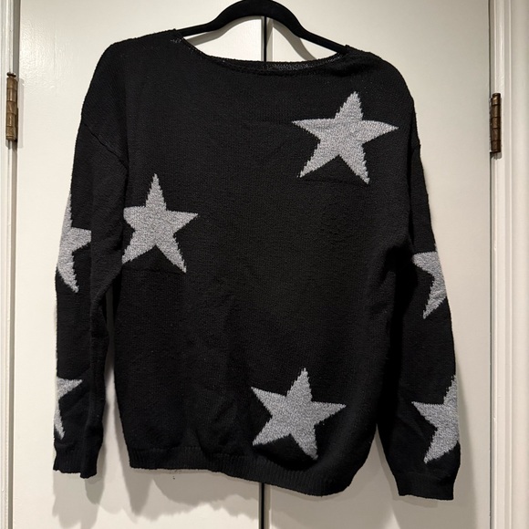 Makemechic Sweaters - Women’s Black Star Scoop Neck Sweater